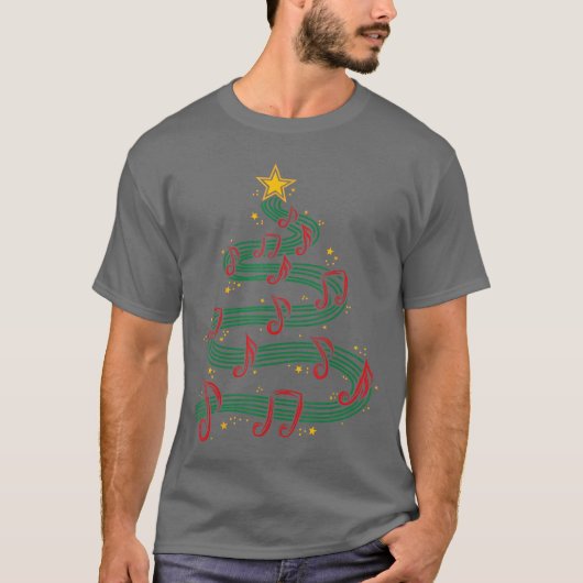 Christmasree Musical Notes Song Musician Sing Caro T-shirt (Voorkant)