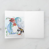 CHRISTMAS'S BRIEF, PENGUIN'S SERENADE MONOGRAM FEESTDAGEN KAART (Binnen)