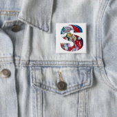 CHRISTMAS'S BRIEF / SANTA MET VIOLIN MONOGRAM VIERKANTE BUTTON 5,1 CM (In situ)