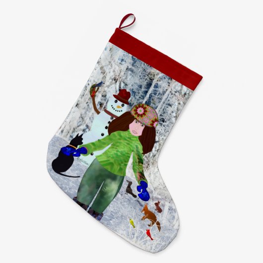 Christmassneeuwman LeeMarie's creatieve ontwerp Grote Kerstsok (Voorkant (Hangend))