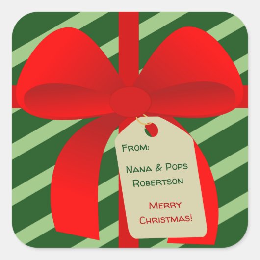 Christmassy Bow Gift Label (Voorkant)