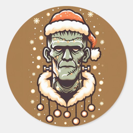 Christmassy Frankenstein Ronde Sticker (Voorkant)