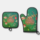 Christmassy Oven Mitt and Pot Holders Ovenwant & Pannenlap Set (Voorkant)