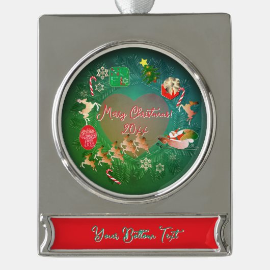 Christmassy  verzilverd banner ornament (Voorkant)