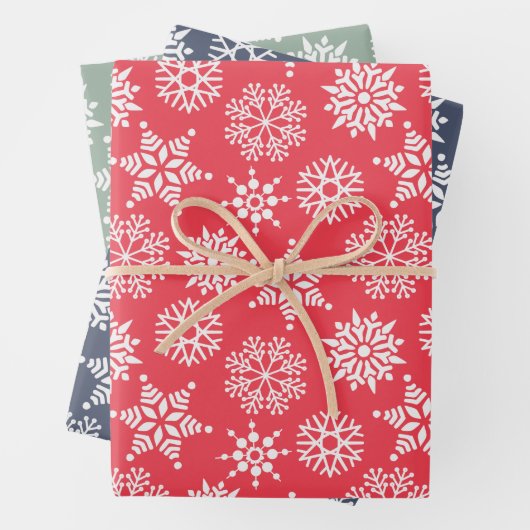 Christmast Snowflake Red Green Blue Pattern Inpakpapier Vel (In situ)