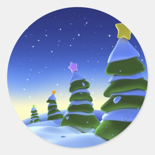 Christmast tree ronde sticker (Voorkant)