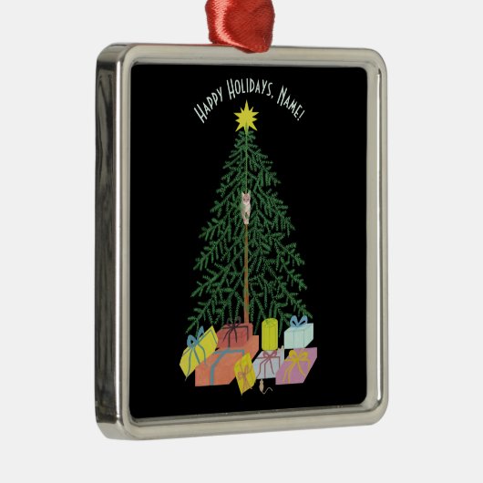 Christmast Tree Square Metal Tree Ornament (Rechts)