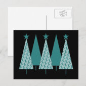 Christmast Trees Blauwgroen Lint - Ovariumkanker Feestdagenkaart (Voorkant / Achterkant)