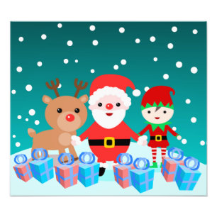 CHRISTMASTIEK WITH SANTA AND HIS FRIENDS FOTO AFDRUK