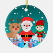 CHRISTMASTIEK WITH SANTA AND HIS FRIENDS KERAMISCH ORNAMENT (Voorkant)