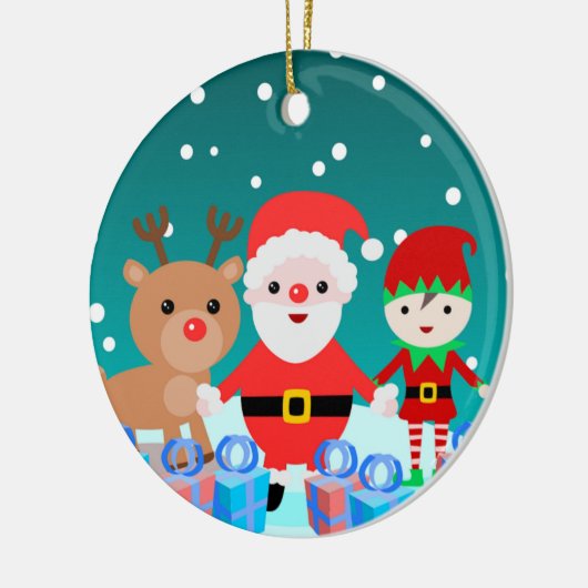 CHRISTMASTIEK WITH SANTA AND HIS FRIENDS KERAMISCH ORNAMENT (Links)