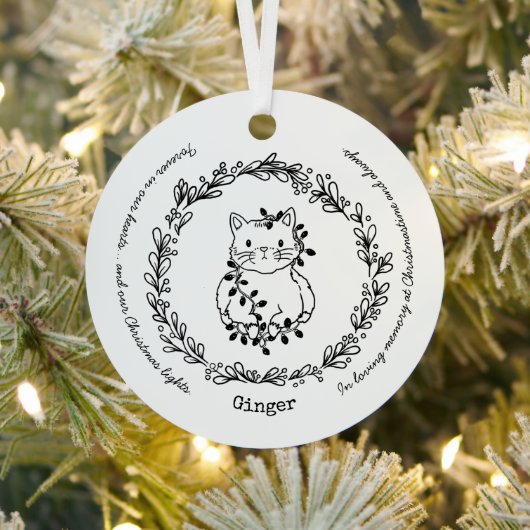 Christmastime Cat Pet Memorial Metalen Ornament (Insitu)