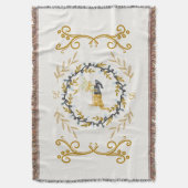 Christmastime Deer with Wreath Yellow Cream Deken (Voorkant Verticaal)