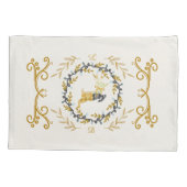 Christmastime Deer with Wreath Yellow Cream Kussensloop (Achterkant)