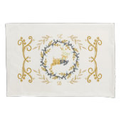 Christmastime Deer with Wreath Yellow Cream Kussensloop (Voorkant)