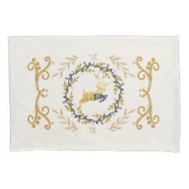 Christmastime Deer with Wreath Yellow Cream Kussensloop