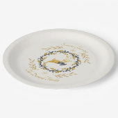 Christmastime Deer with Wreath Yellow Cream Papieren Bordje (Gekanteld)