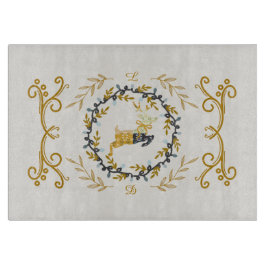 Christmastime Deer with Wreath Yellow Cream Snijplank