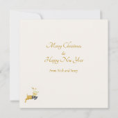 Christmastime Deer Yellow Cream Flat Card (Achterkant)