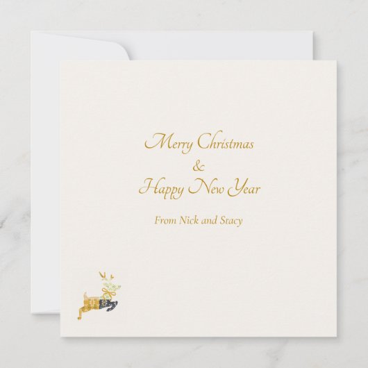 Christmastime Deer Yellow Cream Flat Card (Achterkant)