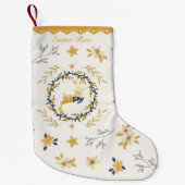Christmastime Deer Yellow Cream Floral Kleine Kerstsok (Voorkant)