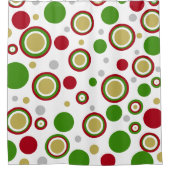 Christmastime Geometric Red Green Silver Gold Douchegordijn (Voorkant)