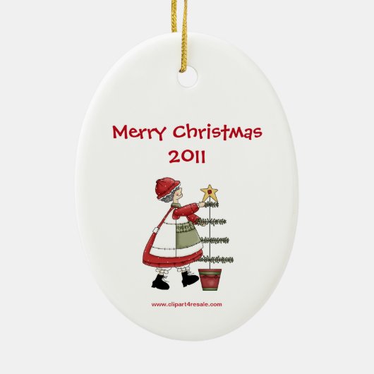 Christmastime Mrs Santa Claus Tree Keramisch Ornament (Achterkant)