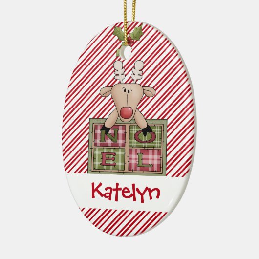 Christmastime Reindeer Noel Gift Keramisch Ornament (Links)