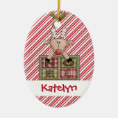 Christmastime Reindeer Noel Gift Keramisch Ornament (Voorkant)