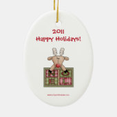 Christmastime Reindeer Noel Gift Keramisch Ornament (Achterkant)