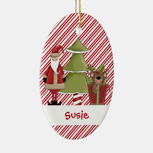 Christmastime Santa Tree Teddy Bear Gift Keramisch Ornament (Rechts)