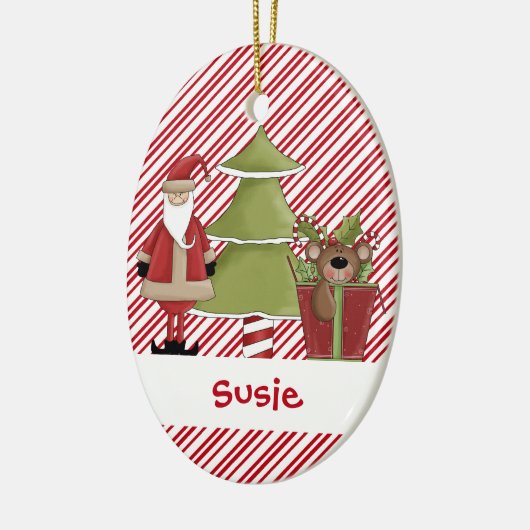 Christmastime Santa Tree Teddy Bear Gift Keramisch Ornament (Links)