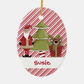 Christmastime Santa Tree Teddy Bear Gift Keramisch Ornament (Voorkant)