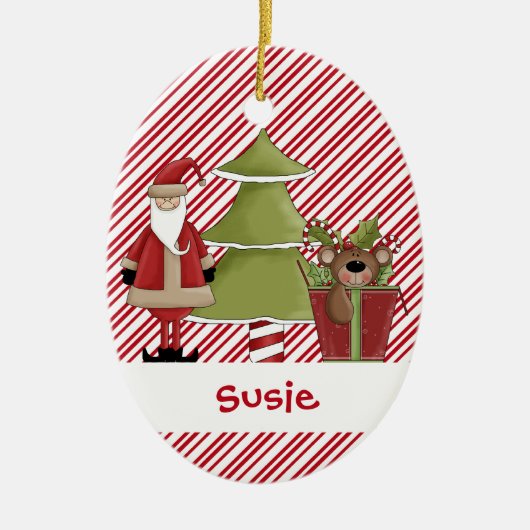 Christmastime Santa Tree Teddy Bear Gift Keramisch Ornament (Voorkant)