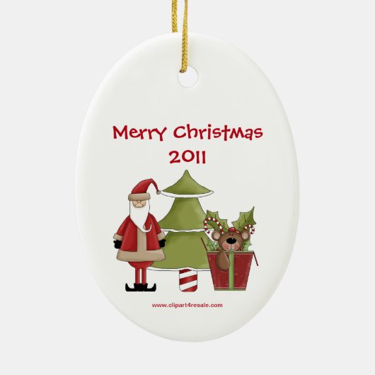 Christmastime Santa Tree Teddy Bear Gift Keramisch Ornament (Achterkant)