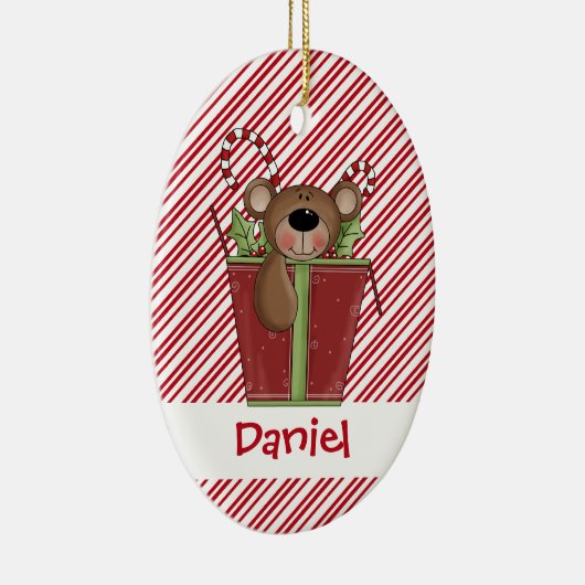 Christmastime Snoep Stripes Teddy Bear Ornament (Rechts)