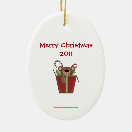 Christmastime Snoep Stripes Teddy Bear Ornament (Achterkant)