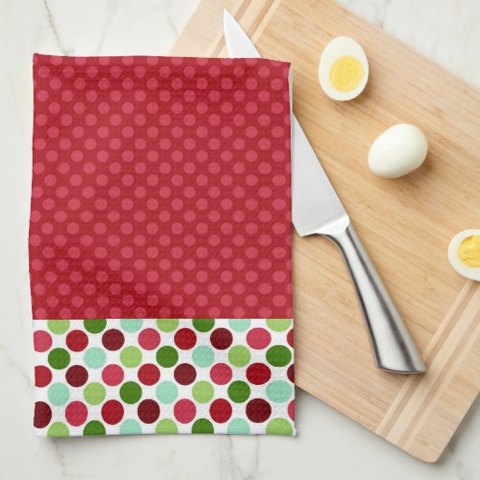 Christmasy Polka Dots Microfiber Kitchen Towel Theedoek (Quarter Fold)