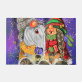 Christms Doormat Happy Couple Gnomen Singing Deurmat (Voorkant)