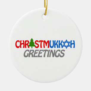 CHRISTMUKKAH GREETINGS -.png Keramisch Ornament