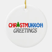 CHRISTMUKKAH GREETINGS -.png Keramisch Ornament (Achterkant)