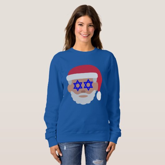 christmukkah santa claus emoji womens sweatshirt (Voorkant volledig)