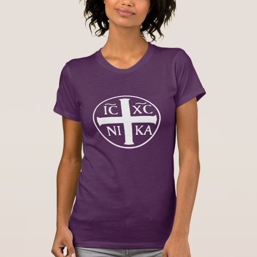 Christogram ICXC NIKA Jesus Christus Verkopers T-shirt (Voorkant)