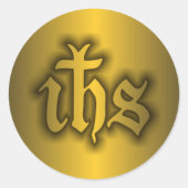 Christogram (IHS) Goud Ronde Sticker (Voorkant)