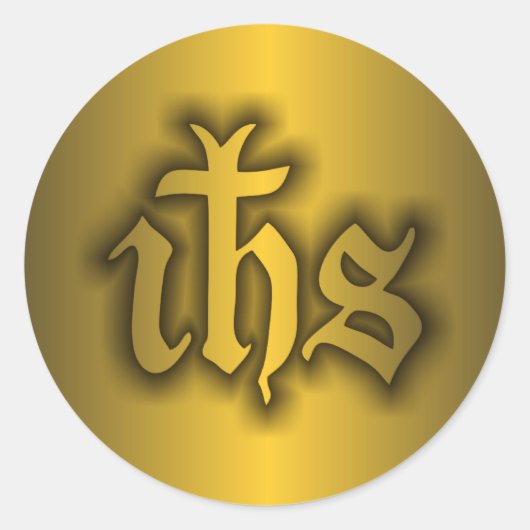 Christogram (IHS) Goud Ronde Sticker (Voorkant)