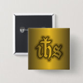 Christogram (IHS) Goud Vierkante Button 5,1 Cm (Voorkant /achterkant)