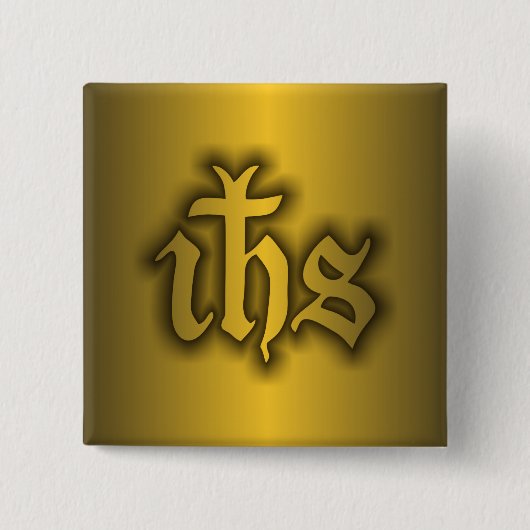 Christogram (IHS) Goud Vierkante Button 5,1 Cm (Voorkant)