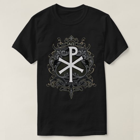 Christogram Jezus Christus Symbol Chi Ro Alpha Ome T-shirt (Design voorkant)