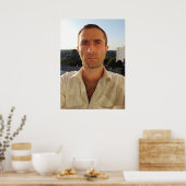 Christophe LEROY Chemise blanche balcon ciel bleu Poster (Keuken)