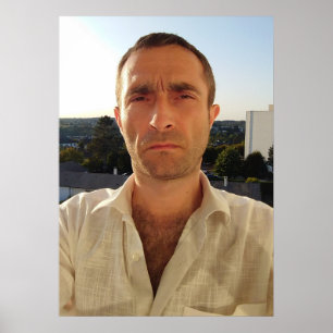 Christophe LEROY Chemise blanche balcon ciel bleu Poster